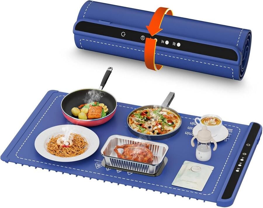 Elektrische Opwarmbak Voedselwarmer Warmhoudplaat Gerechten Warm Houden 3 Temperatuurinstellingen 3734 x 889 x 991 cm Blauw