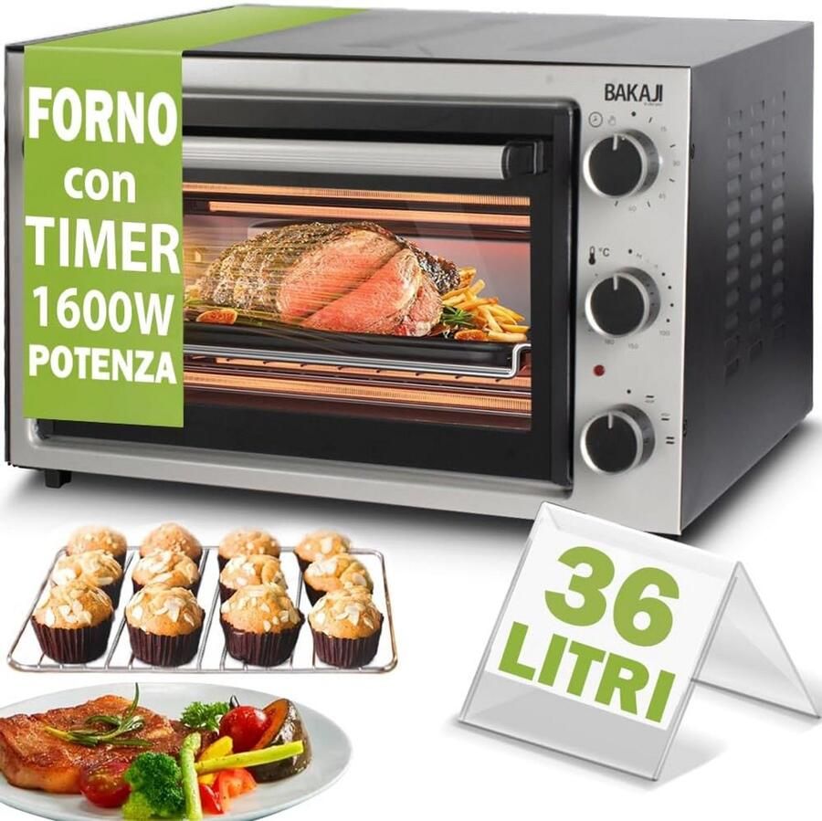 Elektrische Oven 36 Liter Compacte Minioven met Timer en Instelbare Temperatuur 1600W