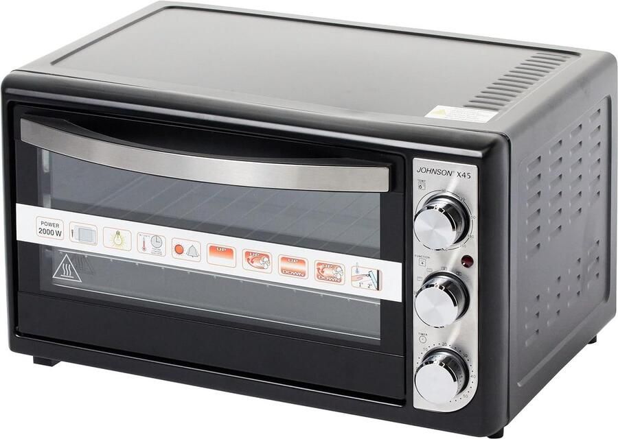 Elektrische Oven 45 Liter 2000W Statisch & Geventileerd Zwart Wit