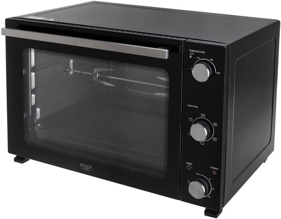 Elektrische Oven 60 Liter met Hetelucht RVS Verwarmingsspiralen en Rotisserie