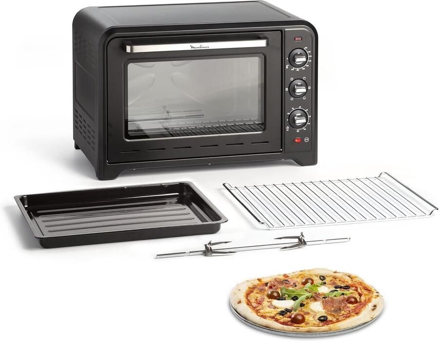 Elektrische Oven Aanrechtoven Convectie Gerechten Bereiden 7 Kookprogramma's 60 Liter Zwart