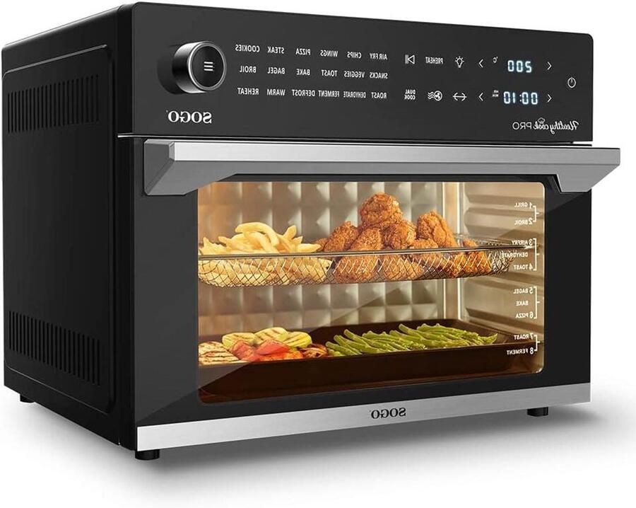 Elektrische Oven Airfryer Multifunctionele Oven Gezond Koken 18 Voorgeprogrammeerde Menu's 30 Liter Zwart
