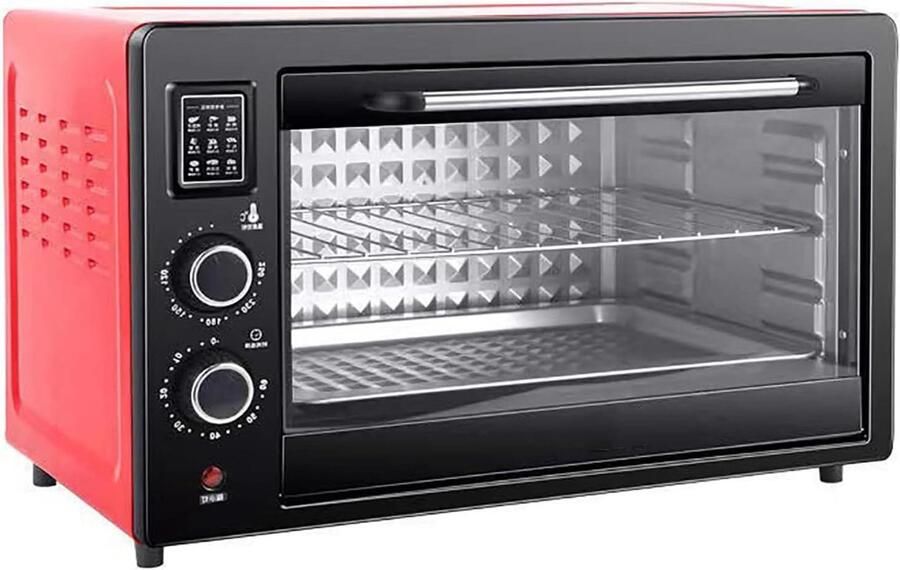 Elektrische Oven Bakmachine Pizza Bakken Snelle Gelijkmatige Verwarming 48L Inhoud Rood Zwart