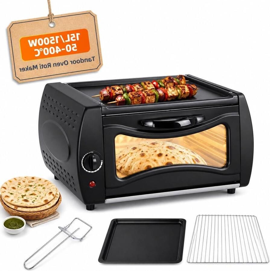 Elektrische Oven Brood Maker Flatbread Bakken Snelle Verwarming 15L Capaciteit Zilver