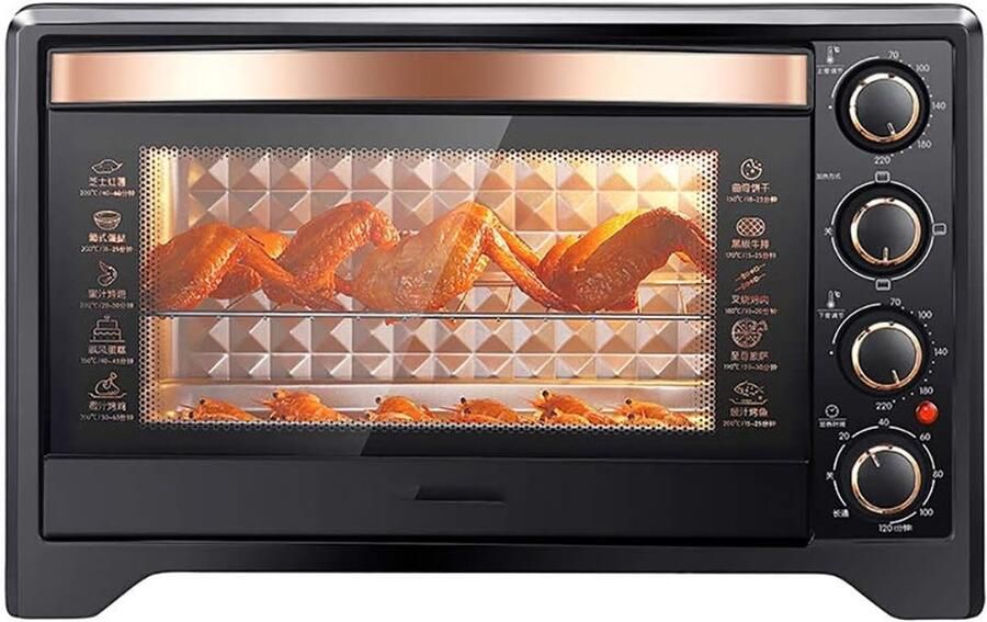 Elektrische Oven Compacte Keukenoven Bakken en Grillen Dubbele Temperatuurregeling 38 Liter Capaciteit Rood