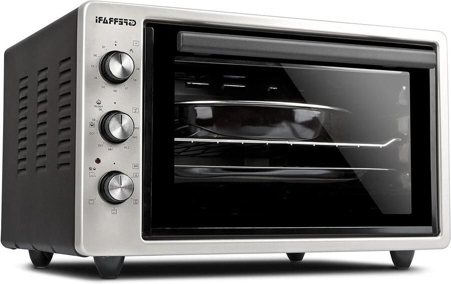 Elektrische Oven Compacte Oven Koken en Bakken Geventileerd en Timer 37 Liter Zilver Zwart