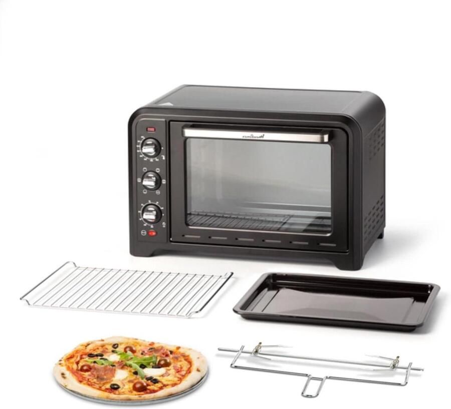 Elektrische Oven Compacte Oven Tafeloven Maaltijden Bereiden 7 Kookprogramma's 39 Liter Zwart