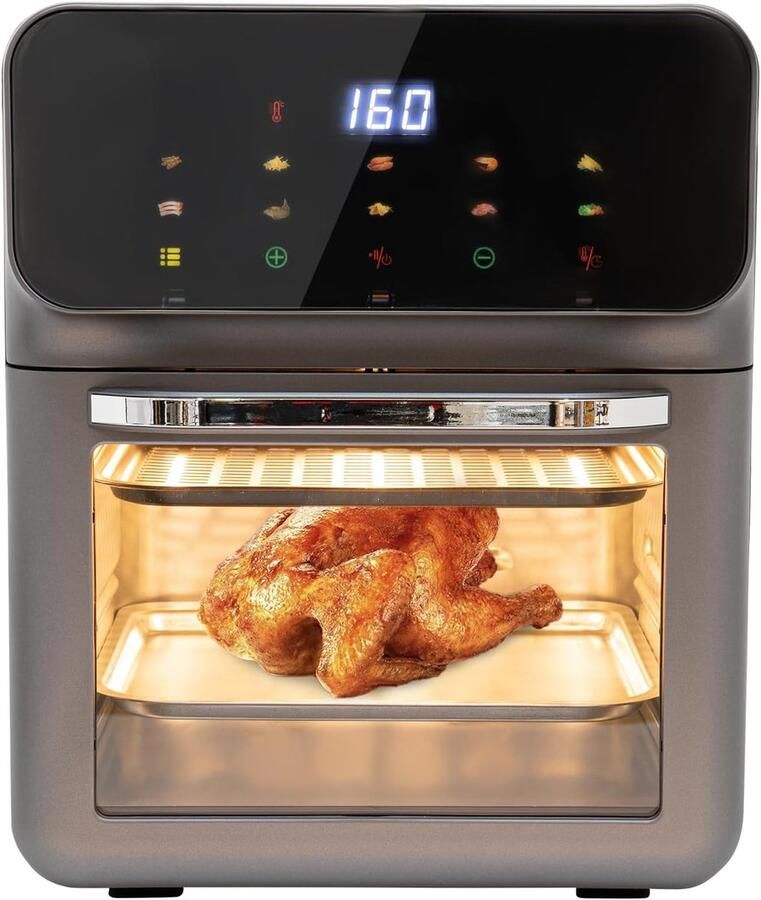 Elektrische Oven Heteluchtfriteuse Stoom Snel Koken Visueel Touchscreen Compact Formaat Zwart