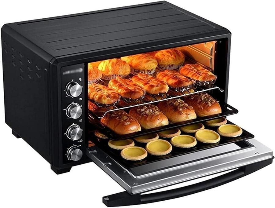 Elektrische Oven Heteluchtoven Airfryer Bakken Grillen Toasten 40 Liter Inhoud 479*433*330 mm Zwart