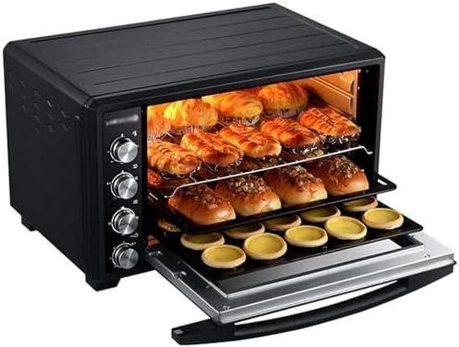 Elektrische Oven Airfryer Heteluchtoven Combi Veelzijdig Koken 40 Liter Capaciteit 1500 Watt Zwart