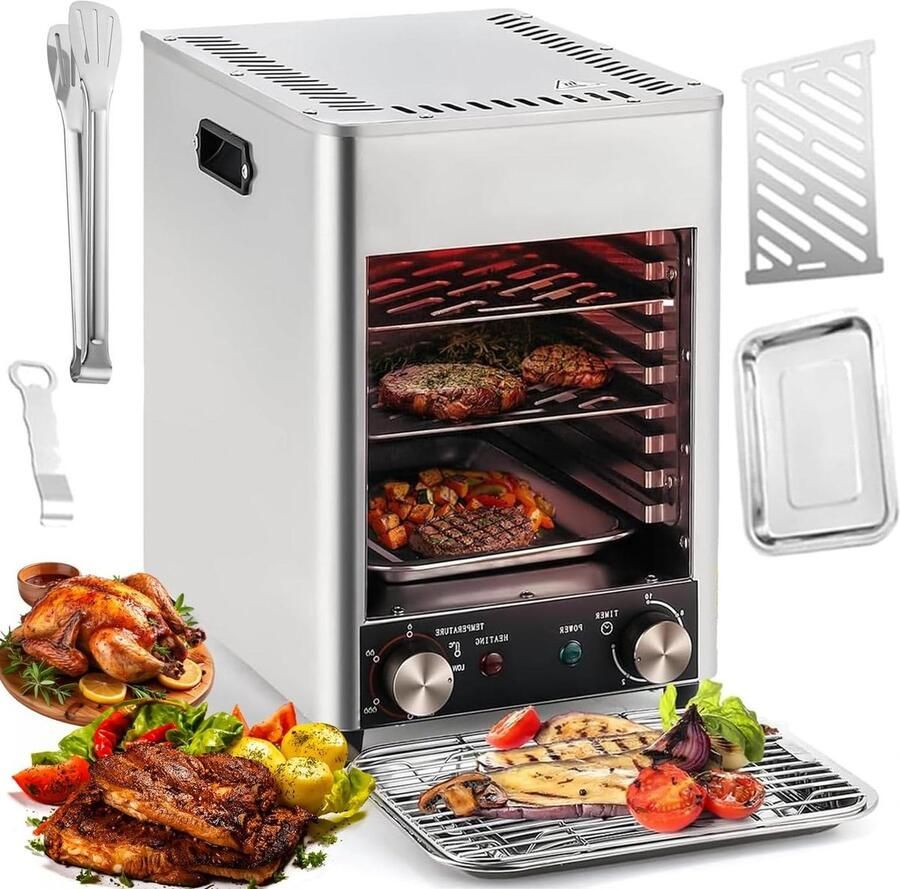 Elektrische Oven Keukenoven Aanrecht Snel Koken 10 Niveaus Capaciteit 1700 Watt Zilverkleurig