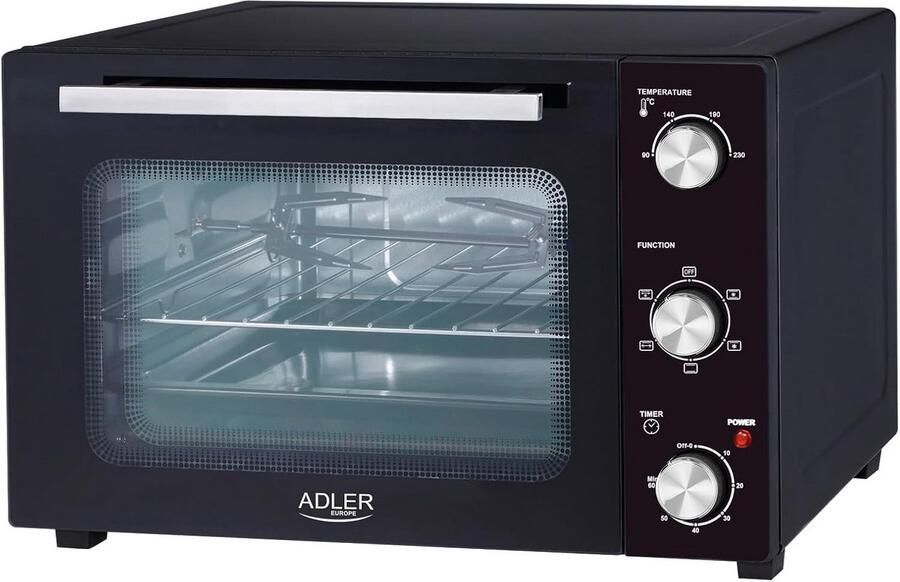Elektrische Oven met Grill en Hetelucht 35 Liter Temperatuur Instelbaar tot 230°C