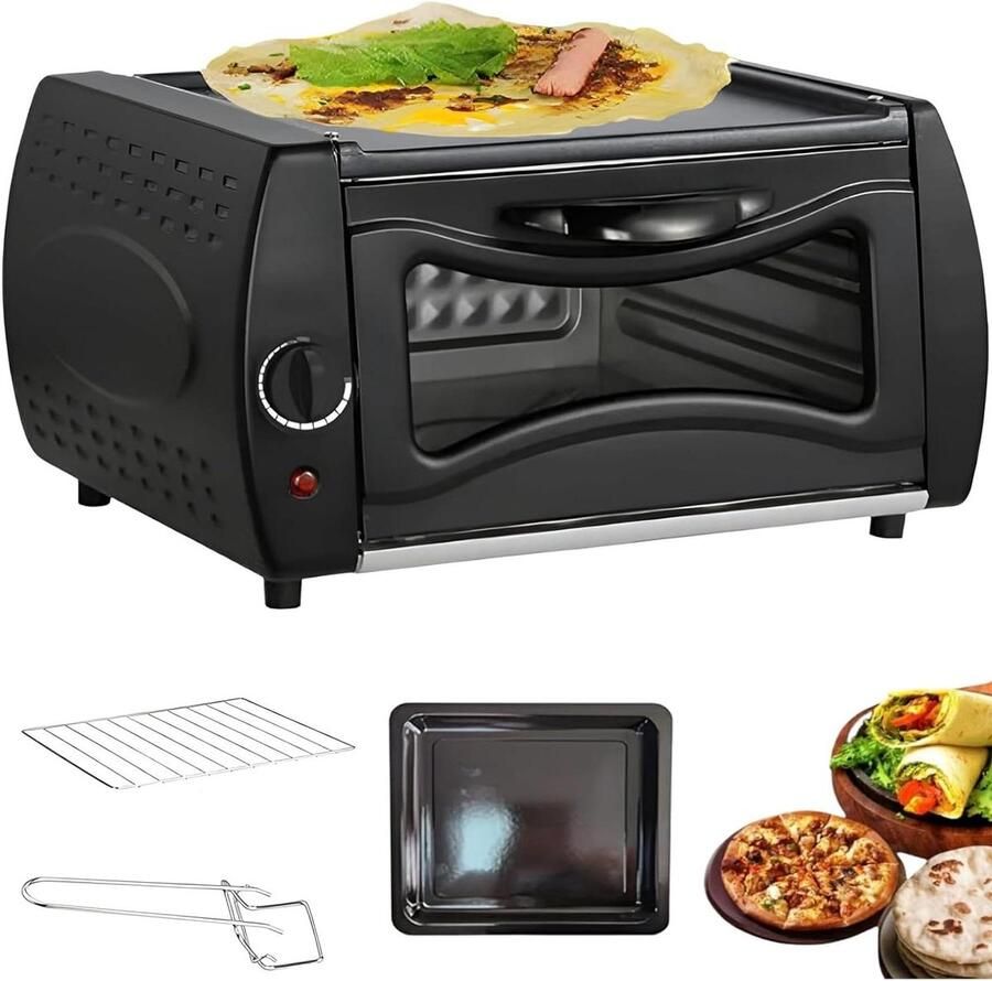 Elektrische Oven Mini Keukenoven Pizza Bakken Antiaanbaklaag 15 Liter Zwart