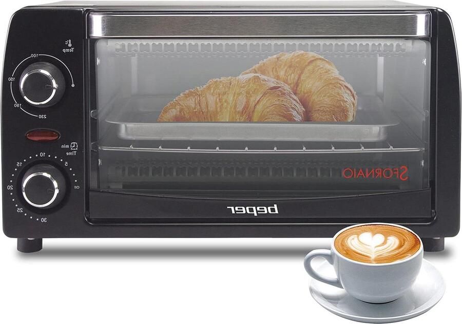 Elektrische oven Mini oven aanrecht Eten bereiden Quartz verwarming 12 Liter Zwart