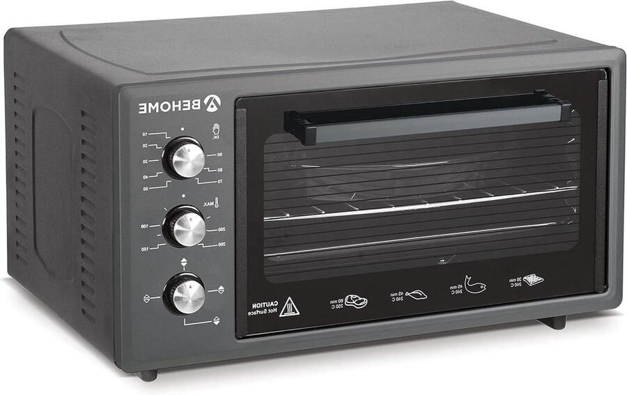 Elektrische Oven Mini Oven Aanrecht Thuis Koken Zelfreinigend Interieur 48 Liter Zwart