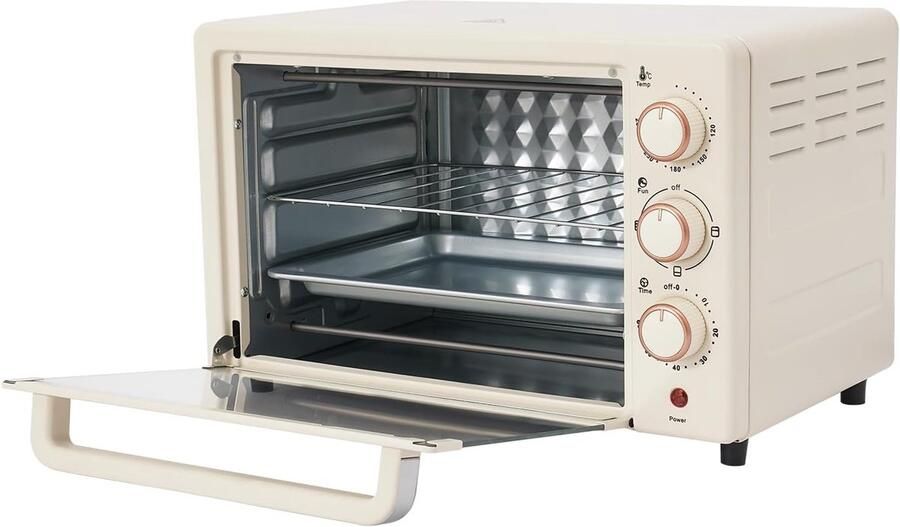 Elektrische Oven Mini Oven Bakken en Grillen Instelbare Temperatuur 22 Liter Wit