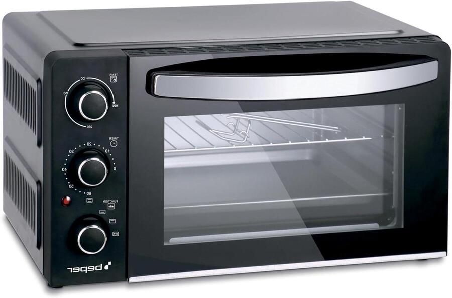 Elektrische Oven Mini Oven Koken en Bakken Dubbele Glazen Deur 20 Liter Zwart
