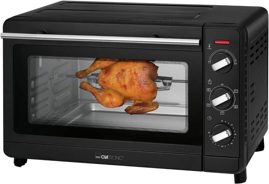Elektrische oven Mini-oven Koken en bakken Groot kijkvenster 30 liter capaciteit Zwart