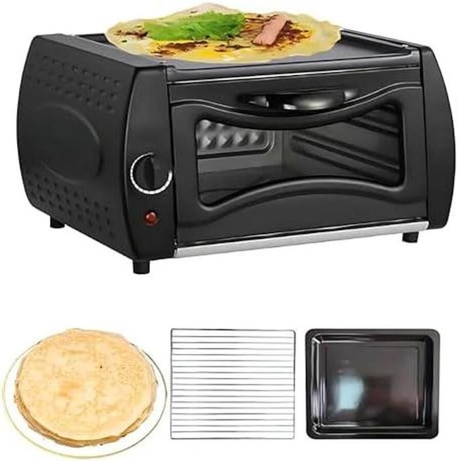 Elektrische Oven Mini Oven Pizza Brood Bakken Antiaanbakplaat 14 Liter Zwart