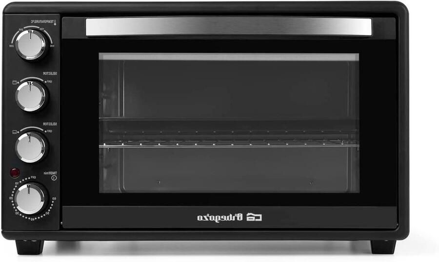 Elektrische Oven Mini Oven Tafelmodel Maaltijden Bereiden Dubbel Glas Deur 45 Liter Zwart