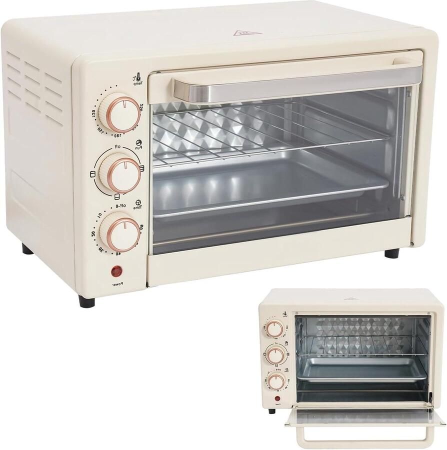 Elektrische oven Mini oven Thuis bakken Instelbare temperatuur 22 liter Wit