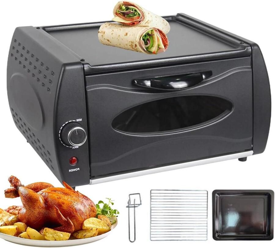 Elektrische Oven Mini Oven Thuis Koken Temperatuurregeling 15L Inhoud Zwart