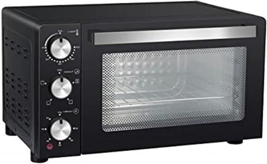 Elektrische Oven Mini Oven Ventilatie Dagelijks Koken Dubbele Beglazing 23 Liter Capaciteit Zwart