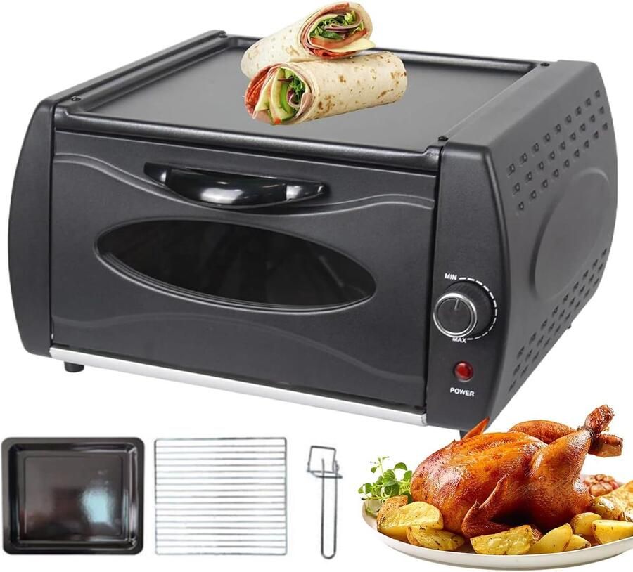 Elektrische Oven Mini Pizzaoven Lekker Koken Dubbele Capaciteit 2100W Vermogen Zwart