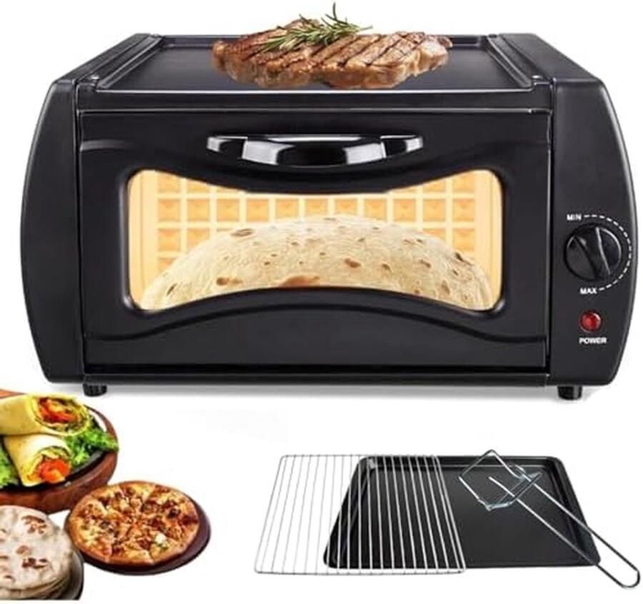 Elektrische Oven Mini Tandoor Pizza Bakken Dubbele Kookfunctie 15L Capaciteit Zwart