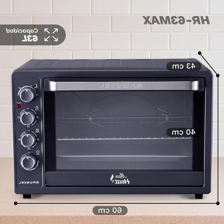 Elektrische Oven Tafeloven Convectie Lekker Koken Temperatuur Keuze 63 Liter Antraciet