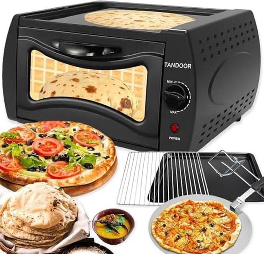 Elektrische Oven Tandoori Pizza Maker Thuis Koken Dubbel Kookgemak 15L Capaciteit Zwart