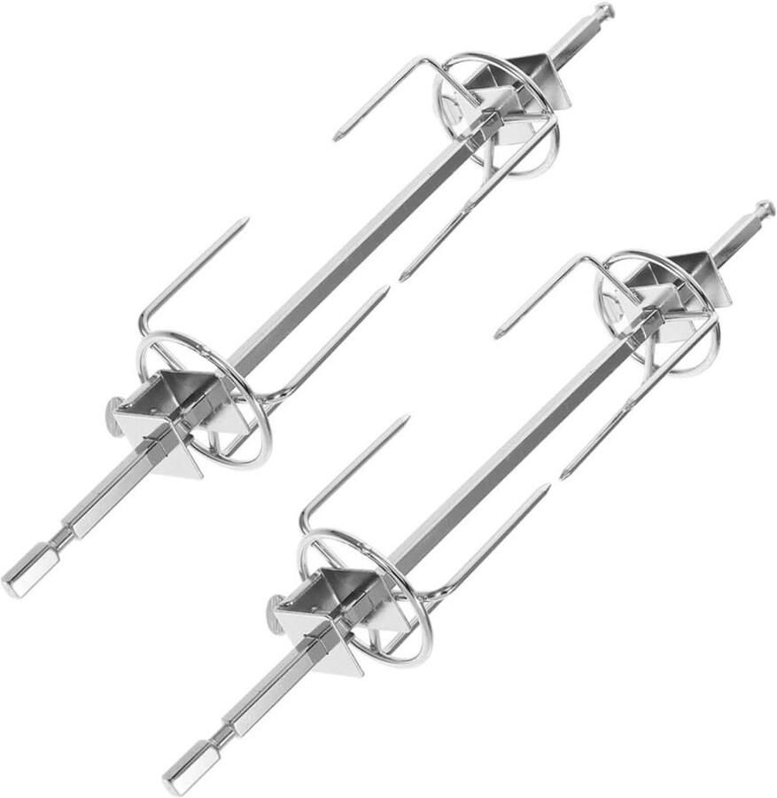 Elektrische Ovenrek Set Grill Rotisserie Vorken Vlees Braden Roestvrij Staal 34 cm Zilver