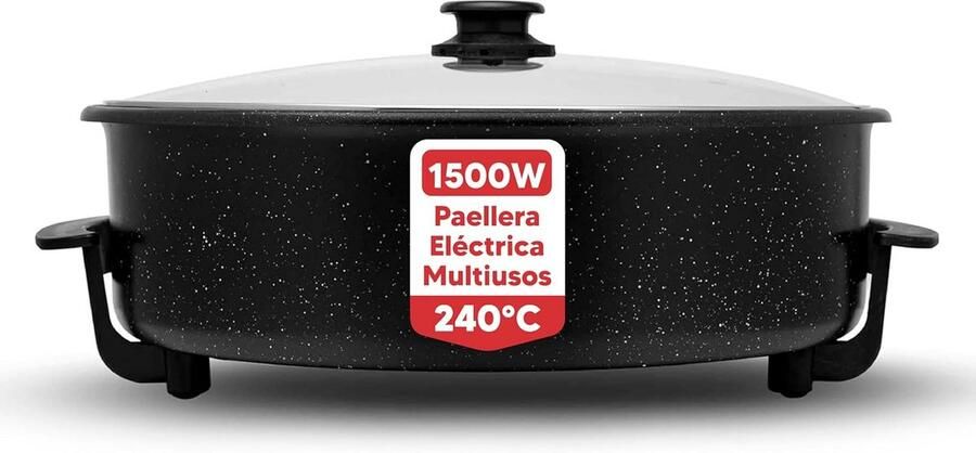 Elektrische Paella Pan met Glazen Deksel en Antiaanbaklaag 40 cm