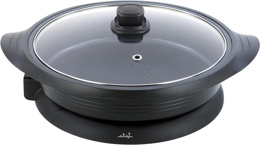 Elektrische Paellapan Grote Koekenpan Gezellig Eten Gelijkmatige Warmte 34cm Diameter Zwart