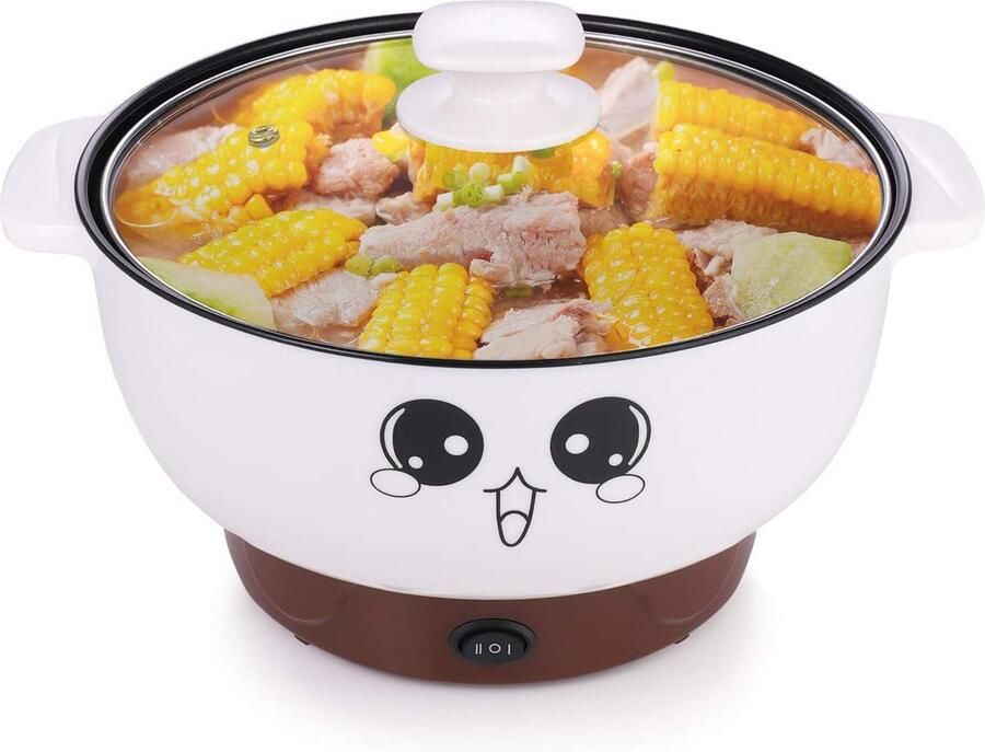 Elektrische Mini Koekenpan 2.8L Draagbare Antiaanbakpan voor Koken Rijst Soep en Pap