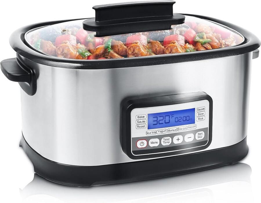 Elektrische Pan Multi-cooker Maaltijden Bereiden 11 Kookfuncties 6.5 Liter Zilver en Zwart