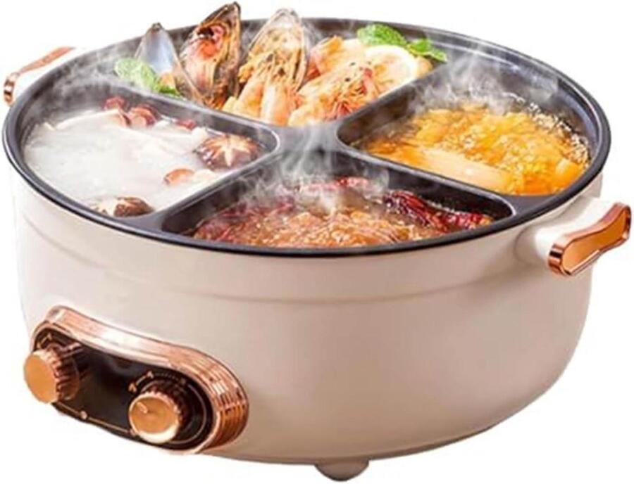 Elektrische Pan Multifunctionele Kookpan Gezellig Tafelen Vier Apart Koken 7 Liter Zwart