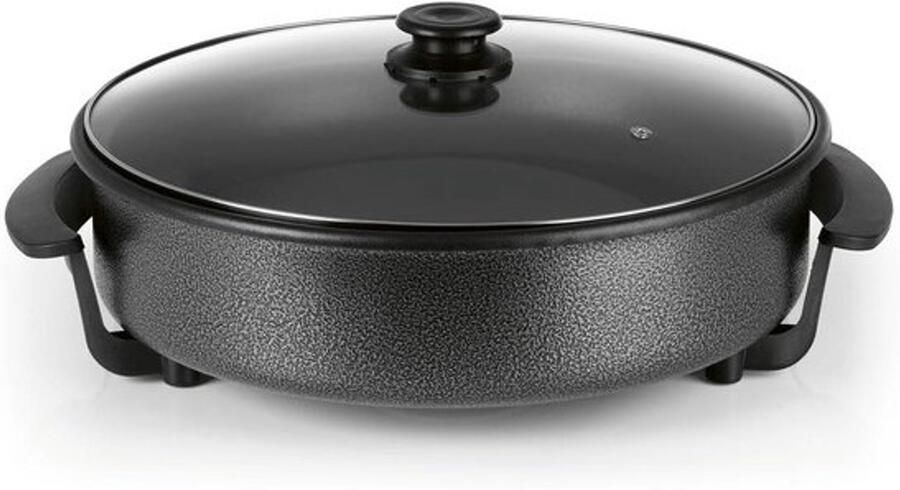 Elektrische pan Multikoker en tafelgrill Samen eten XXL-inhoud 40 cm diameter Zwart