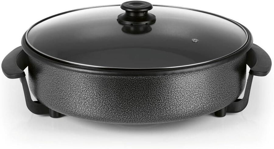 Elektrische pan Multikoker tafelgrill Gezellig eten XXL volume 40 cm diameter Zwart
