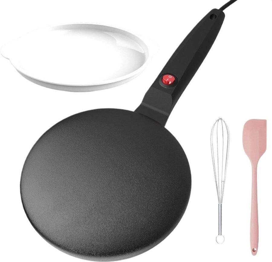 Elektrische Pan Pannenkoeken Maker Snelle Maaltijden Automatische Temperatuur 20 cm Diameter Zwart