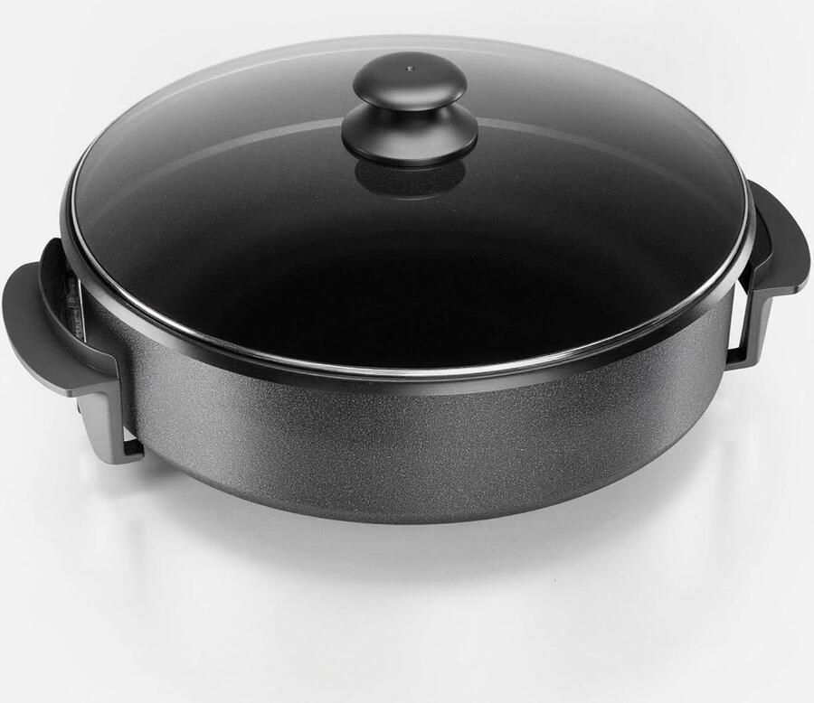 Elektrische pan Partypan Braadpan Gelijkmatig koken Traploze temperatuur 40 cm diameter Zwart