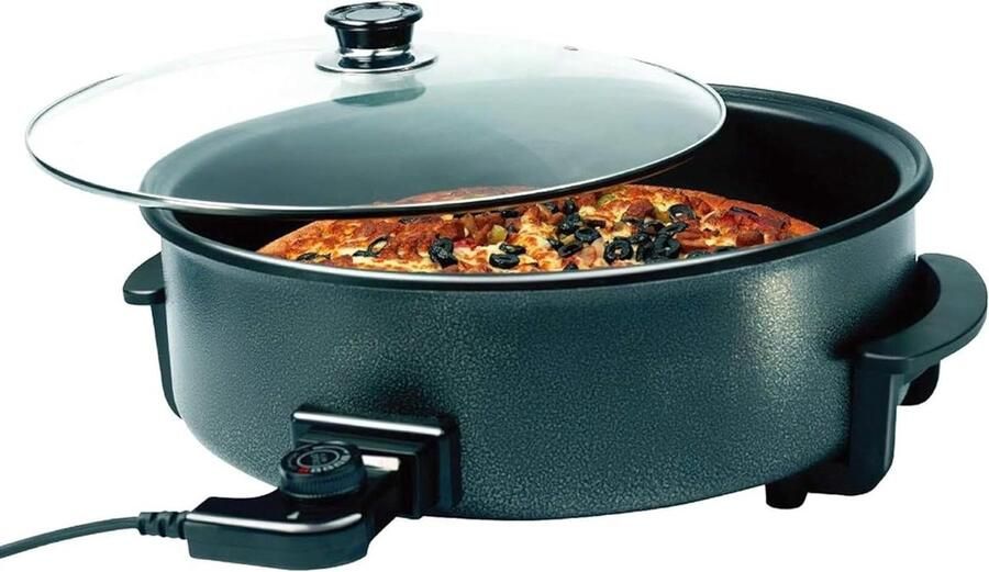 Elektrische Pan Partypan Braadpan Grote Maaltijden Bereiden Traploze Temperatuur Ø 42 cm Zwart