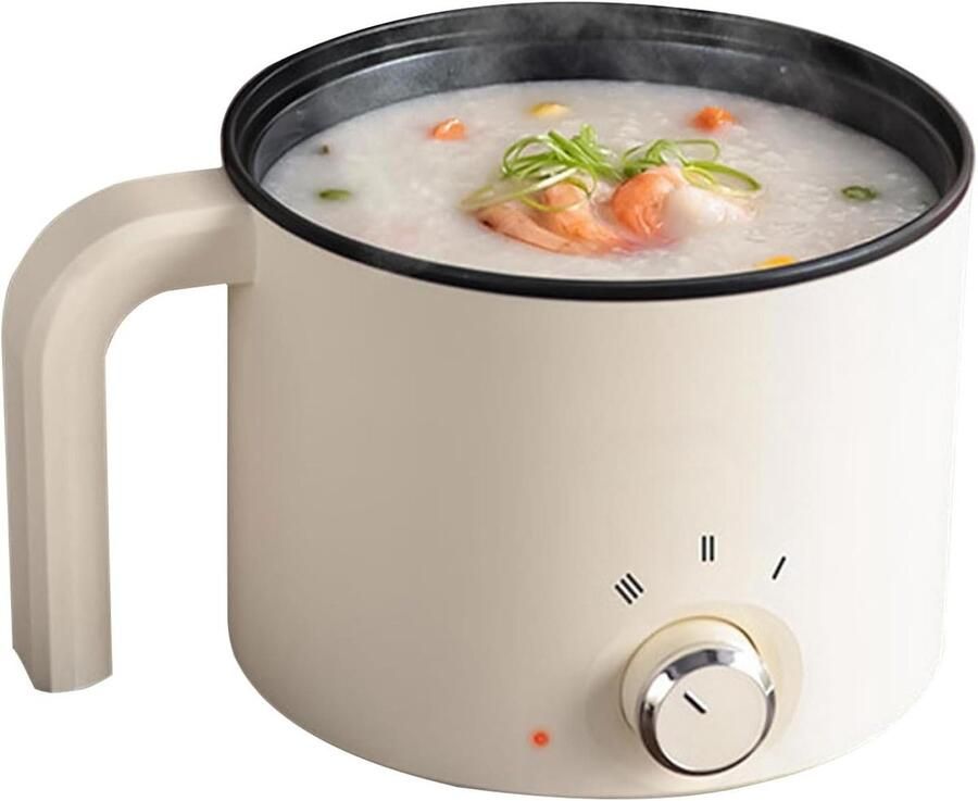 Elektrische Pan Persoonlijke Kookpot Snelle Maaltijden Automatische Uitschakeling 17H cm Crèmewit