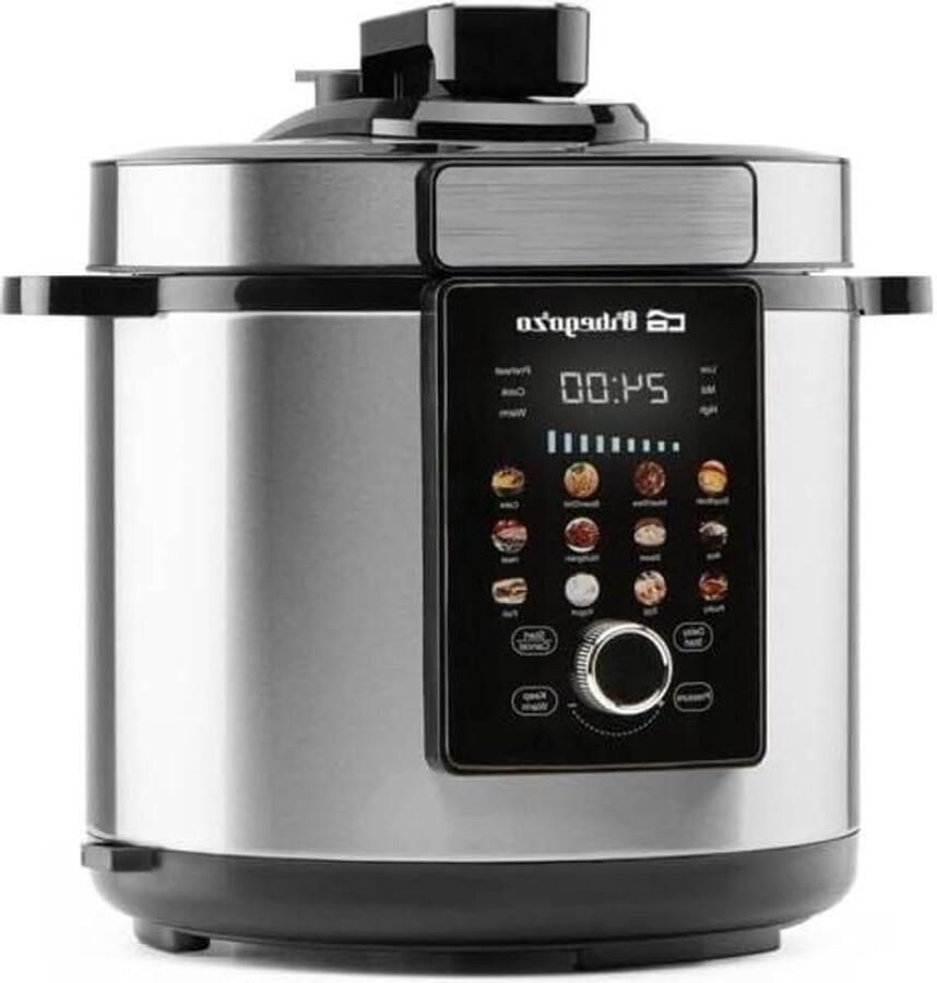 Elektrische Pan Programmeerbare Kookpot Maaltijden Bereiden 12 Automatische Programma's 6 Liter Capaciteit Zilver