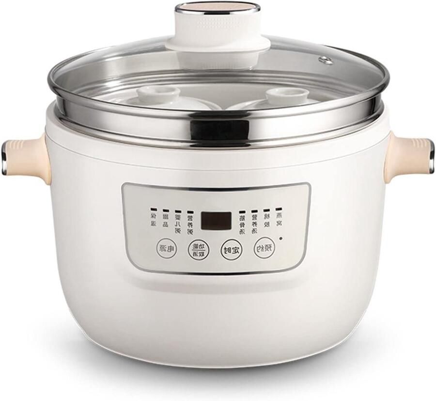 Elektrische Pan Stoofpan Timer Gezond Koken Keramische Coating 3 Liter Wit
