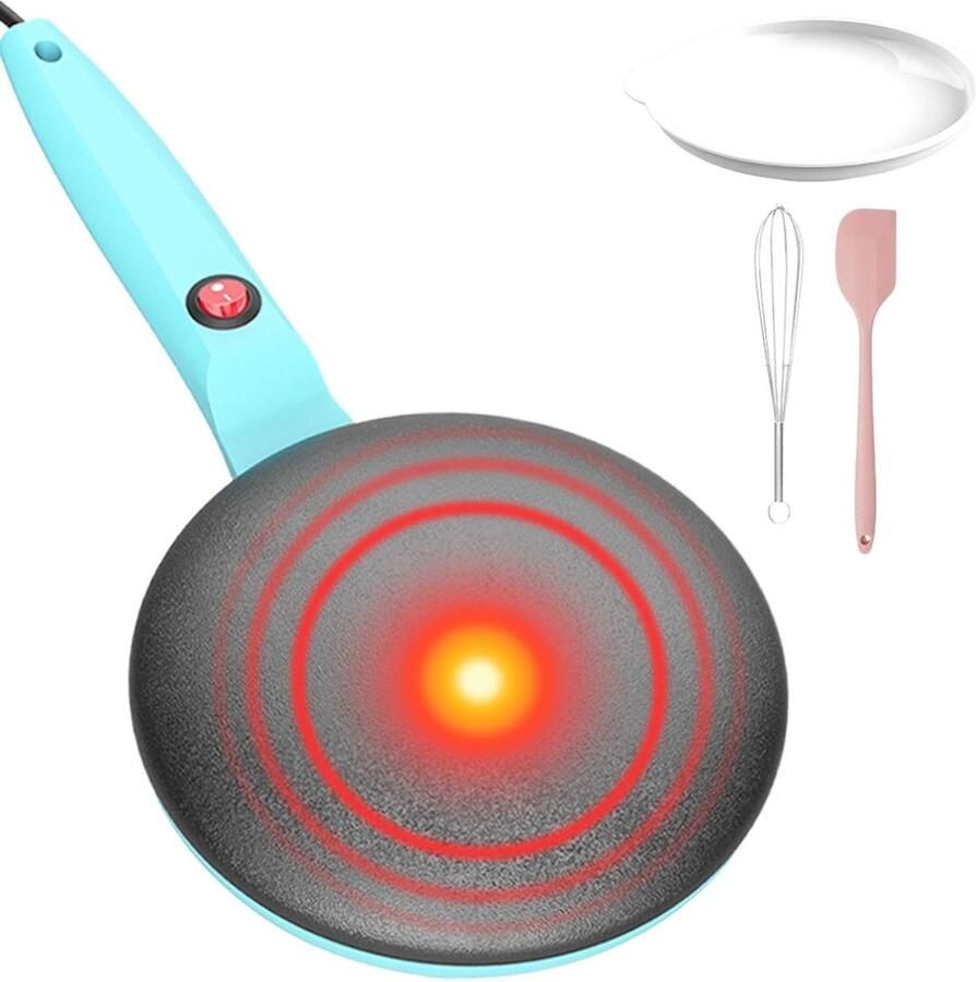 Elektrische Pannekoekmaker Crêpe Maker Snelle Maaltijden Automatische Temperatuurregeling 18 cm Diameter Blauw