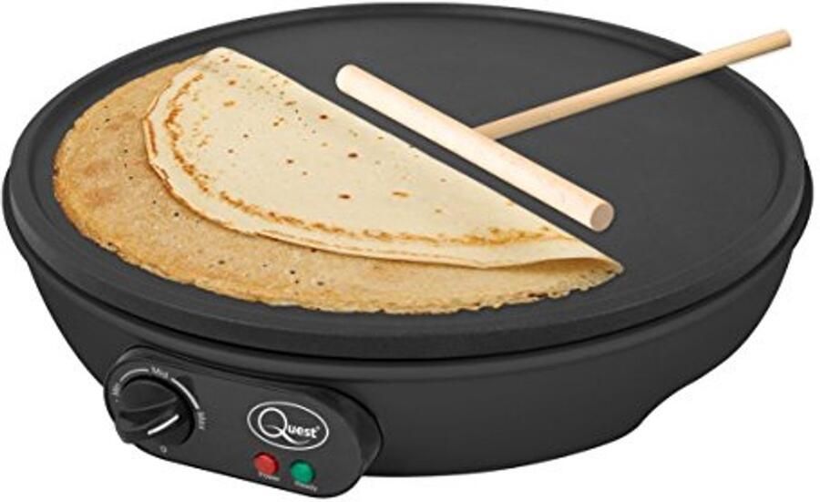 Elektrische Pannenkoek & Crêpe Maker 12 Inch Antiaanbakplaat met Temperatuurregeling en Houten Accessoires - Foto 2