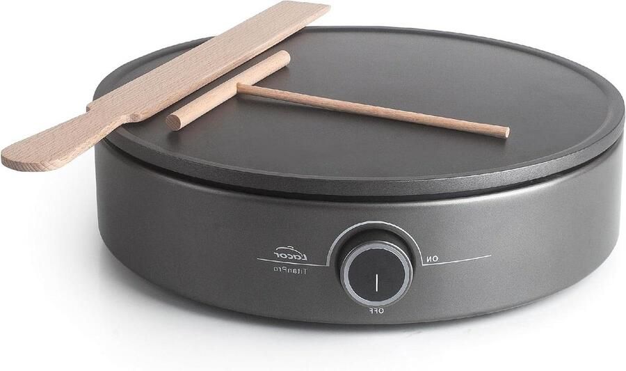 Elektrische Pannenkoek Pannenkoekenpan XL Pannenkoeken Bakken Antiaanbaklaag 33 cm Plaat Zwart