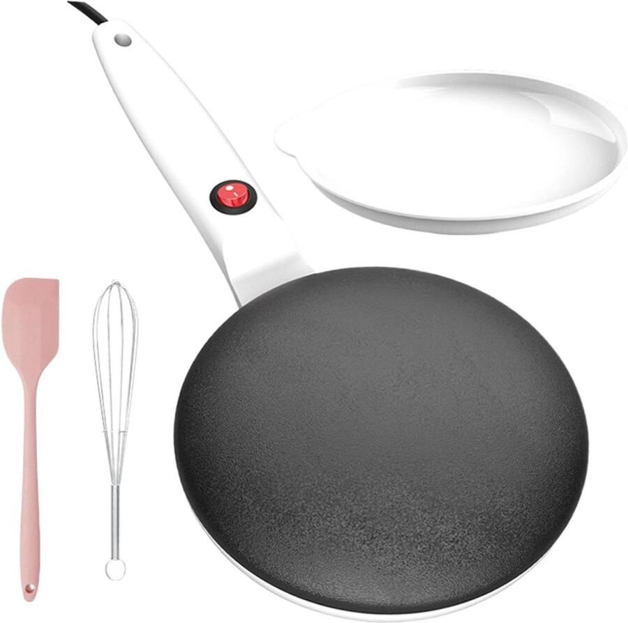 Elektrische pannenkoeken-pliddle – crêpe maker machine kookplaat met antiaanbaklaag 20 8 cm (7 8 inch) instant heat tool automatische temperatuurcontrole ontbijtuitrusting