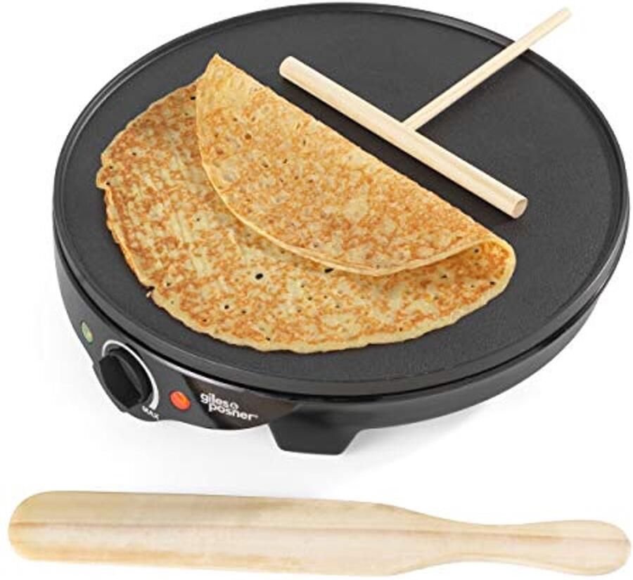 Elektrische Pannenkoekenmaker 30 cm Voor Traditionele Franse Pannenkoeken en Galettes met Instelbare Temperatuur